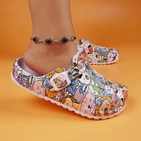 Stylish Flat Sandals Soft Insoles Adjustable Strap Easy-On Comfortable Clog Shoes for Women