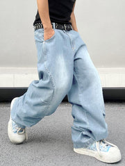 Wide Leg Jeans Hip Hop Baggy Denim Pants Y2K Streetwear Jeans