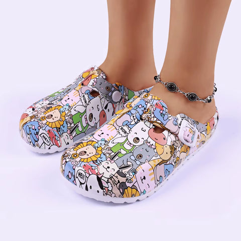 Stylish Flat Sandals Soft Insoles Adjustable Strap Easy-On Comfortable Clog Shoes for Women