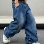 Wide Leg Jeans Hip Hop Baggy Denim Pants Y2K Streetwear Jeans