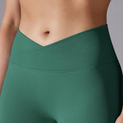 Crossover Waist Women Yoga Leggings Hips Lifting Gym Leggings Seamless Sport Pants High Waist Fitness Leggings Workout Running