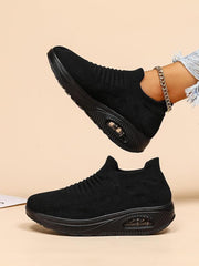 Women's Solid Color Slip-On Walking Sneakers