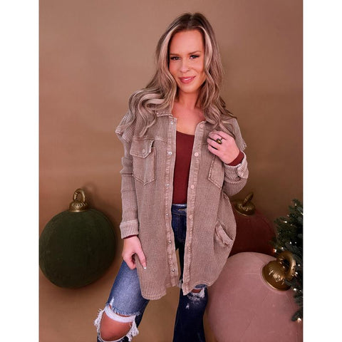 The Aspen Shacket- Vintage Mocha