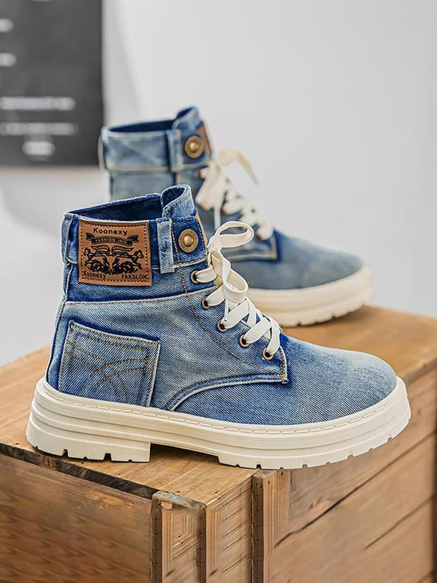 Men's Stylish Denim Lace-Up Ankle Boots