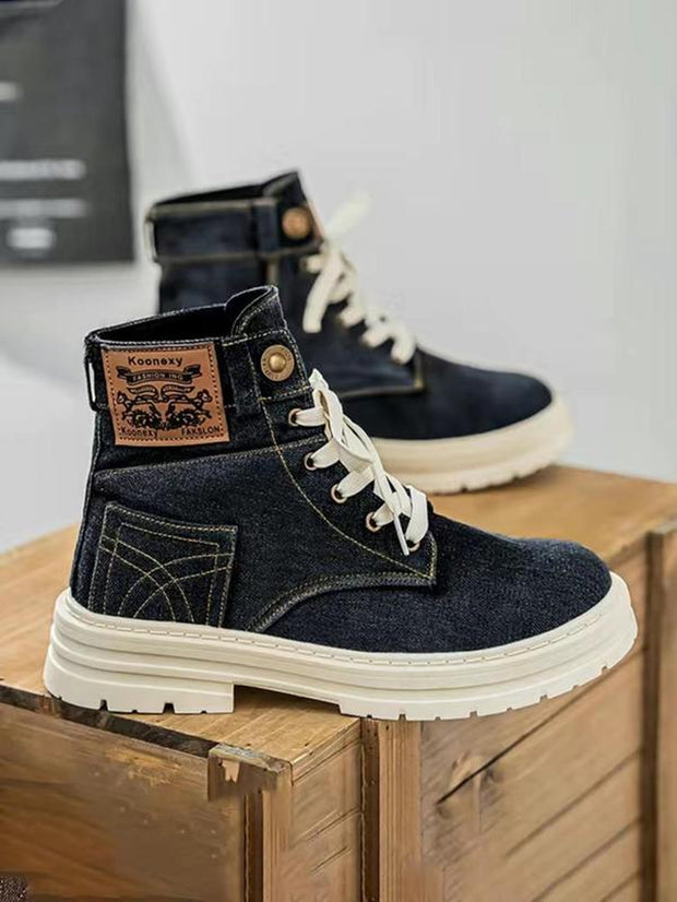 Men's Stylish Denim Lace-Up Ankle Boots