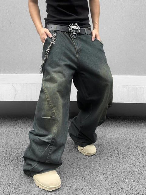 Wide Leg Jeans Hip Hop Baggy Denim Pants Y2K Streetwear Jeans