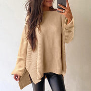 pricot Cable Knit Drop Shoulder Sweater