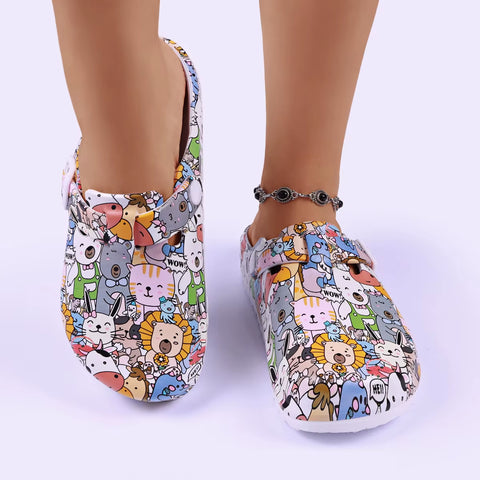 Stylish Flat Sandals Soft Insoles Adjustable Strap Easy-On Comfortable Clog Shoes for Women
