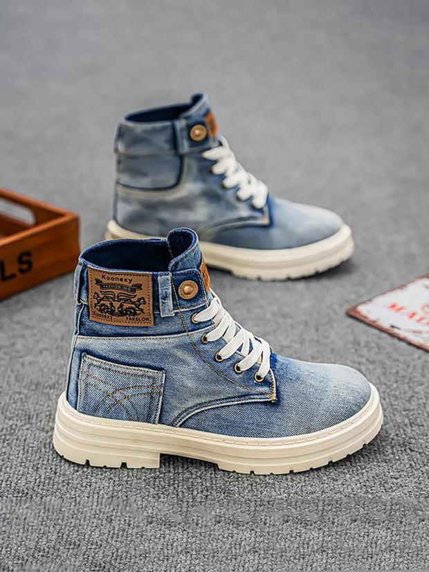 Men's Stylish Denim Lace-Up Ankle Boots