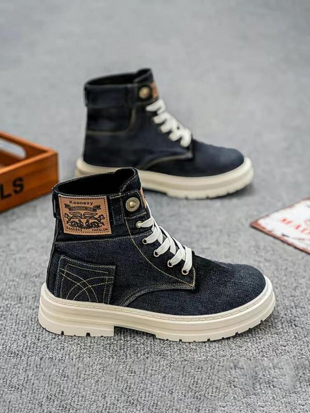 Men's Stylish Denim Lace-Up Ankle Boots