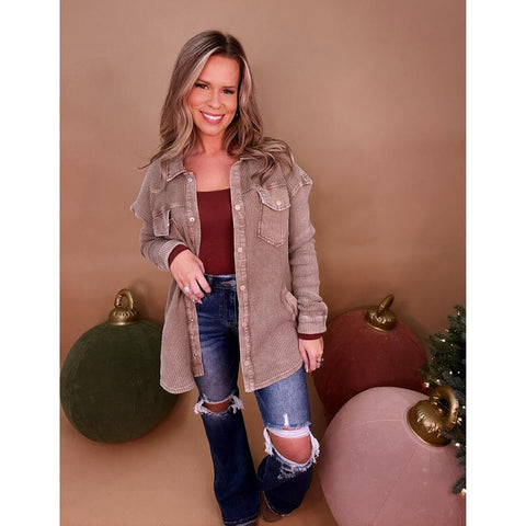 The Aspen Shacket- Vintage Mocha