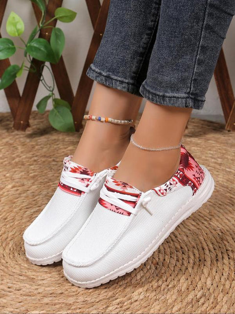 Women's Ethnic Pattern Slip-On Sneakers