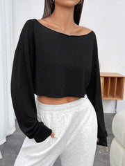 Chic Boat Neck Drop Shoulder Tee