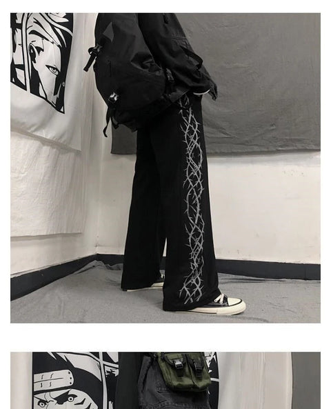 Japanese Y2k Oversize Graphic Wide Sweatpants Men Streetwear Print Casual Track Pants Male Sport Straight Trousers