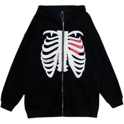 Y2K Rhinestone Cobweb Zip Up Oversized Sweatshirt 2022 Autumn Goth Hoodie Men Women Grunge Hooded Jacket Streetwear Y2K Clothing