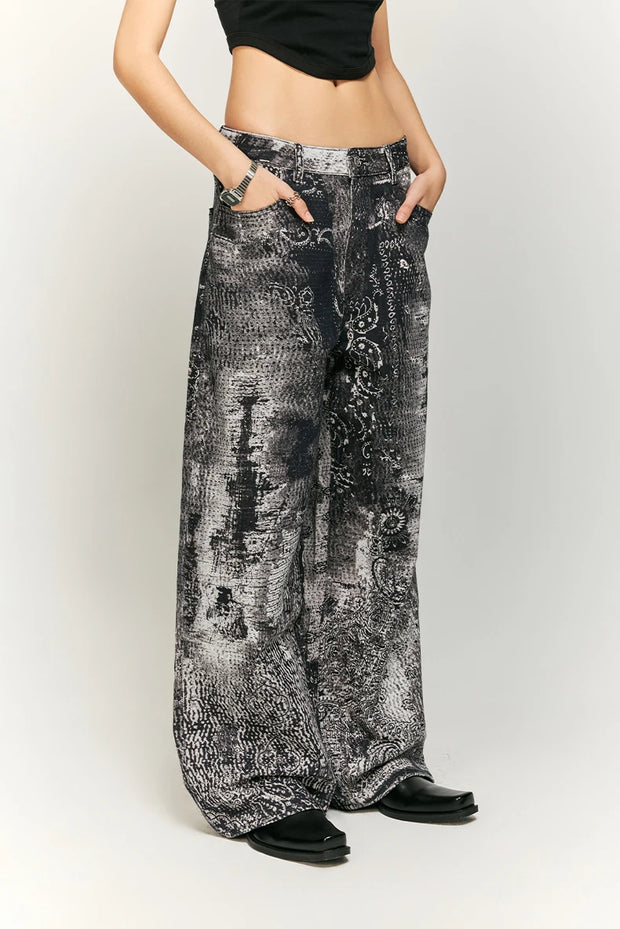 Y2K Fashion Design Jeans for Men and Women 2024 New Clothing Street Cool Loose Straight Retro Washed High-End Trousers