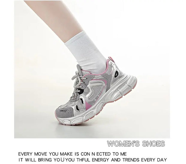 2024 New Breathable Vulcanized Shoes Women Casual Platform Sneakers Summer Thick Bottom Low Top Large jogging shoes
