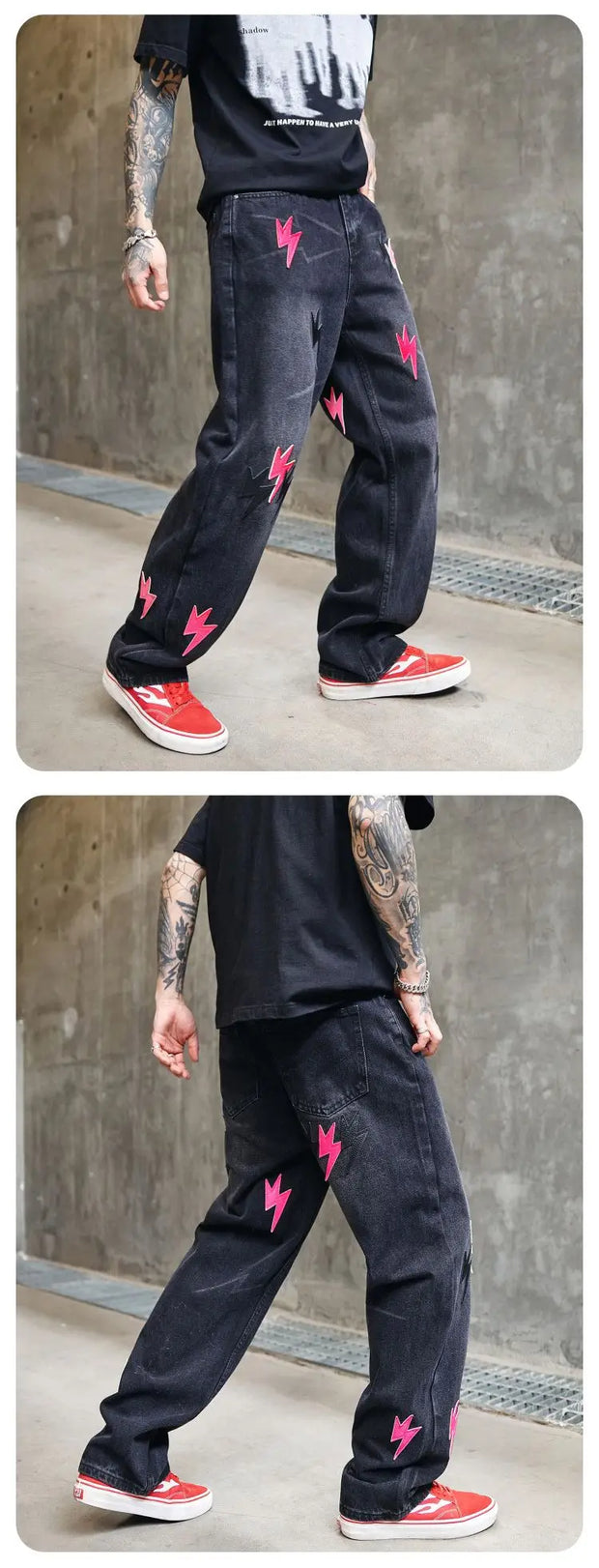Trousers Straight Man Cowboy Pants with Print Men's Jeans Hip Hop Star Cotton 2025 Trend Stacked 90s Streetwear Y2k Vintage Kpop