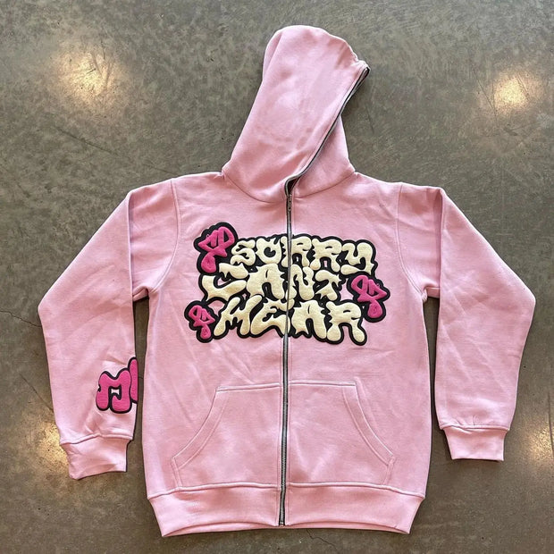 Y2k Harajuku Jacket Letter Print Coat Women Men Jackets Zip Hooded Sweatshirt Oversized Long-sleeved Zipper Top Casual Hoodies