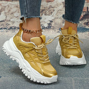 Clunky Sneaker Trend Thick Sole Mesh Surface Breathable Casual Sports Single Shoes Lace-up All Outdoor Fashion Shoes Women