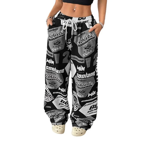 Goth Graphic Print Trousers Women Pants Street Hip Hop Harajuku Vintage Sweatpants Women Clothing Loose Casual Joggers Women