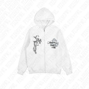Dark Faux Fur Collar Harajuku Punk Y2K Zip up hoodie High street Skull Zipper Hoodie sweatshirt Retro Hip Hop Top Gothic Jacket