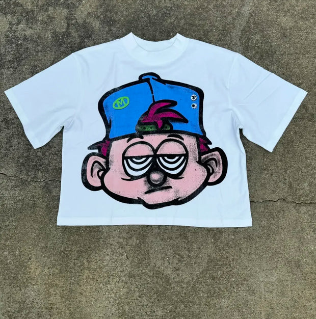 2024 New Anime Kid Street Clothing Pattern T-shirt Harajuku Y2k Top Men's Casual Round Neck T-shirt Hip Hop Gothic Short Sleeve
