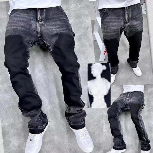 2025 Vintage Men's Jeans Distressed Vibe Bell Bottoms Clean Fit Woodworking Workwear Denim Pants For Outdoor Trade