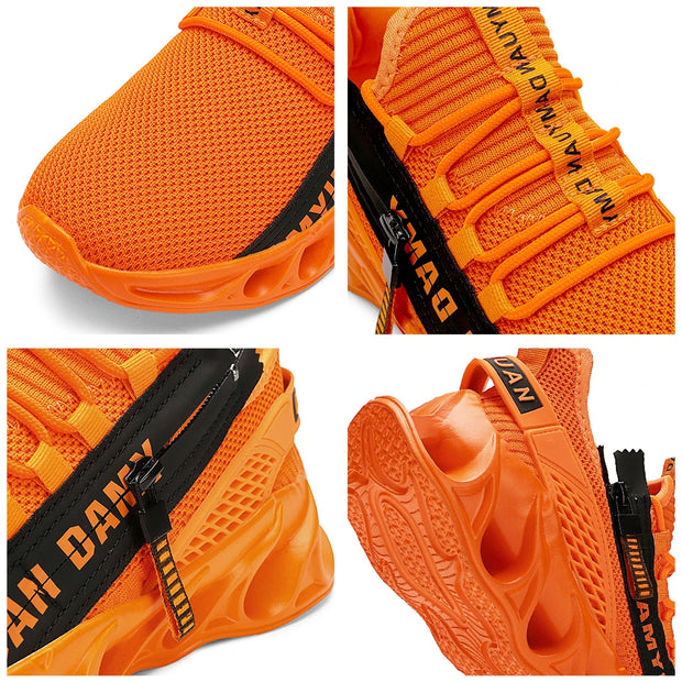 Mens Athletic Shoes with Shock Cushioning Cup Insole Breathable Zipper Design Enhanced Fasticity for Optimal Comfort in Sports