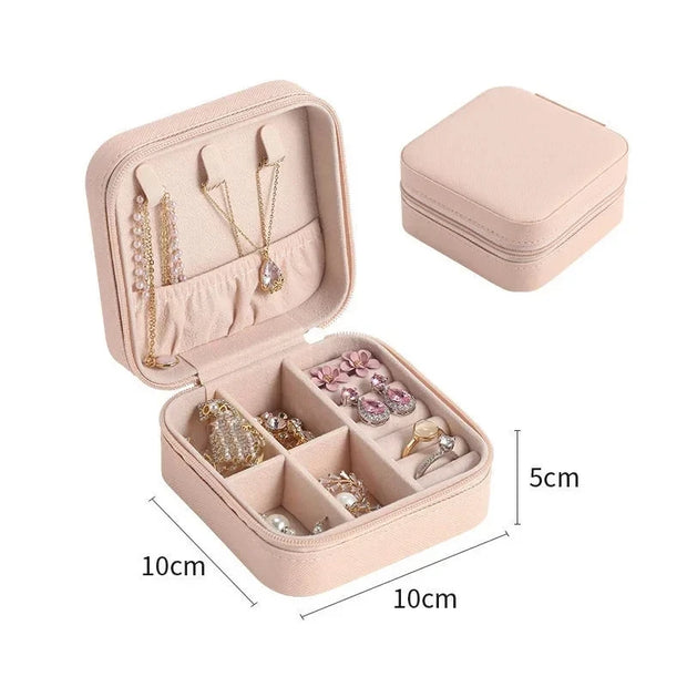 1pc Portable Jewelry Organizer Display Travel Jewelry Case Boxes  Earrings Necklace Ring Jewelry Box Leather Storage Box