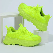 Clunky Sneaker Trend Thick Sole Mesh Surface Breathable Casual Sports Single Shoes Lace-up All Outdoor Fashion Shoes Women