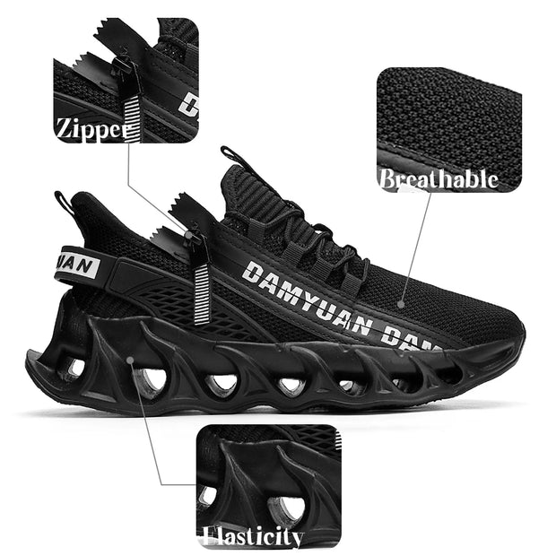 Mens Athletic Shoes with Shock Cushioning Cup Insole Breathable Zipper Design Enhanced Fasticity for Optimal Comfort in Sports