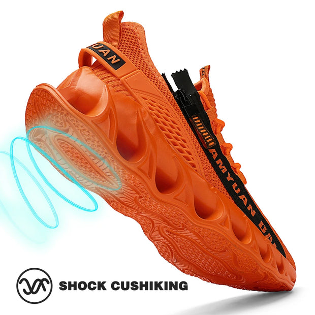 Mens Athletic Shoes with Shock Cushioning Cup Insole Breathable Zipper Design Enhanced Fasticity for Optimal Comfort in Sports