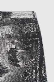 Retro Cashew Flower Digital Print Jeans Y2k Men’s Jeans Men Clothing Distressed Pants