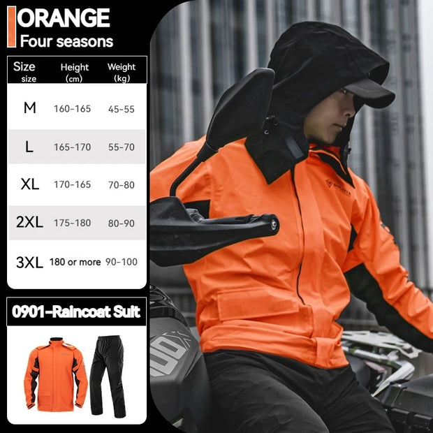 SULAITE Motorcycle Raincoat Suits Men Waterproof Rain Gear Rain Jacket Reflective Work Rain Coats Lightweight Hiking Rainsuit