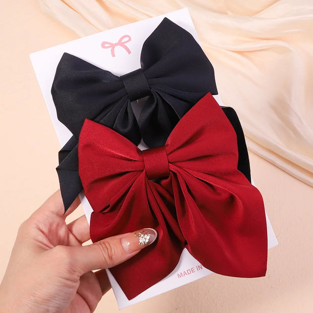 2Pcs/Set Girls Sweet Print Bows Hair Clips Hairpins Ribbon Barrettes Duckbill Clip Headwear Female Summer Hair Accessories