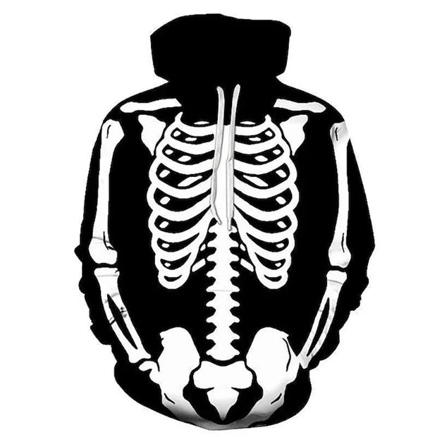 Trend Skeleton Graphic Hoodie Fashion Halloween Long Sleeve Skull 3D Printed Sweatshirt Casual Streetwear Loose Mens Pullovers