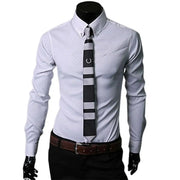 Men Shirt Grid Turn-down Collar Single-breasted Business Male Shirt Luxury Anti-iron Buttons Long Sleeve Men Shirt Autumn Top