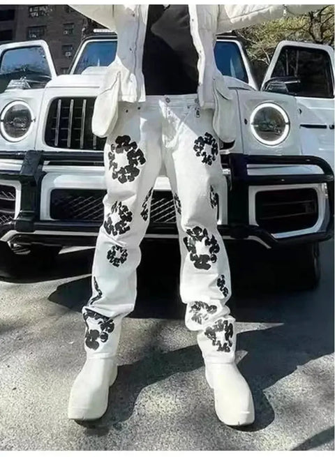 Korean Style Fashionable Embroidery Slim Fit Men's Jeans Casual Versatile Draped Straight Leg Denim Pants From China