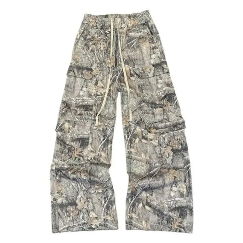 Streetwear Vintage Y2K Cargo Pants Mens Spring Summer Fashionable Multi-pockets Cargo Trousers Men Hip Hop Loose Straight Pants