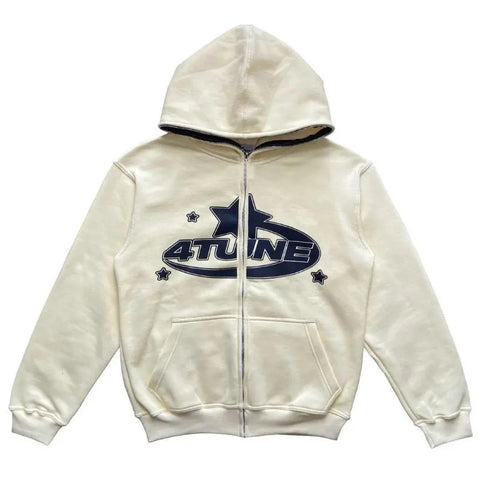 BIG PROMOTION Y2K Autumn and Winter Men's Gothic New Black and White Letter Printing 3D Digital Printing Full Zip Sweater