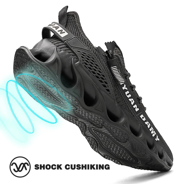 Mens Athletic Shoes with Shock Cushioning Cup Insole Breathable Zipper Design Enhanced Fasticity for Optimal Comfort in Sports