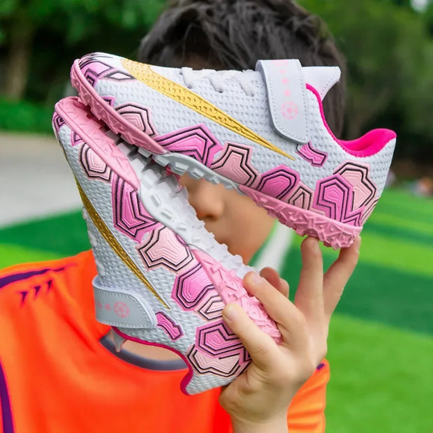 Cristiano Ronaldo Kids Soccer Shoes Boys And Girls Training Match Play Magic Tape Sticky Trainers Football Boots For Children