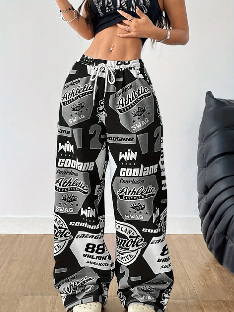 Goth Graphic Print Trousers Women Pants Street Hip Hop Harajuku Vintage Sweatpants Women Clothing Loose Casual Joggers Women