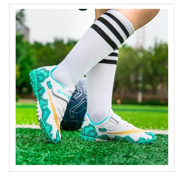 Cristiano Ronaldo Kids Soccer Shoes Boys And Girls Training Match Play Magic Tape Sticky Trainers Football Boots For Children