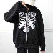 Y2K Rhinestone Cobweb Zip Up Oversized Sweatshirt 2022 Autumn Goth Hoodie Men Women Grunge Hooded Jacket Streetwear Y2K Clothing