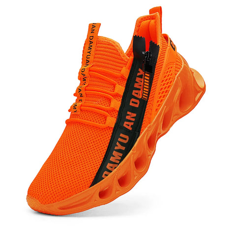 Mens Athletic Shoes with Shock Cushioning Cup Insole Breathable Zipper Design Enhanced Fasticity for Optimal Comfort in Sports
