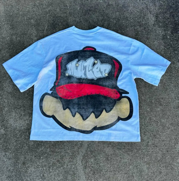 2024 New Anime Kid Street Clothing Pattern T-shirt Harajuku Y2k Top Men's Casual Round Neck T-shirt Hip Hop Gothic Short Sleeve