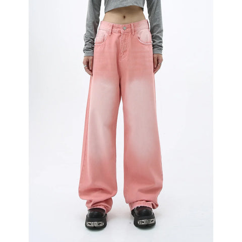 Loose Straight Leg Denim Wide Leg Pants Women's Style Washed out Vintage Colored Jeans Spring Summer Casual Female Clothing