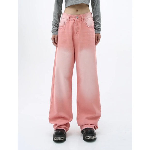 Loose Straight Leg Denim Wide Leg Pants Women's Style Washed out Vintage Colored Jeans Spring Summer Casual Female Clothing